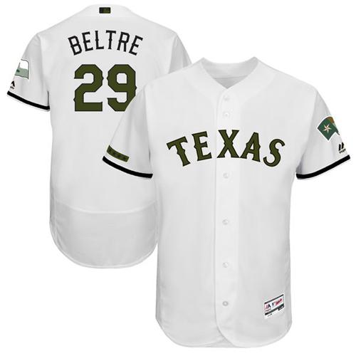 Rangers #29 Adrian Beltre White Flexbase Authentic Collection Memorial Day Stitched MLB Jersey - Click Image to Close